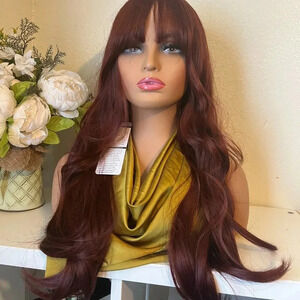 Burgundy Wavy Long Wig 30”